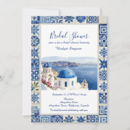 Invitación Santorini Baldosa Azul Destino despedida de solter