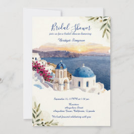 Invitación Santorini Blue Destination despedida de soltera