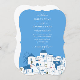 Invitación Santorini Destination Greek Island Boda