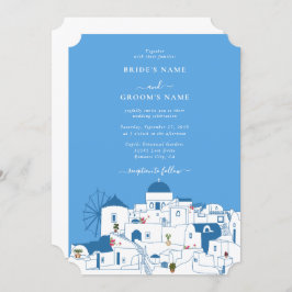 Invitación Santorini Destination Greek Island Boda