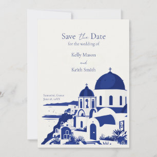 Invitación Santorini Grecia Acuarela Boda Guardar la Fecha