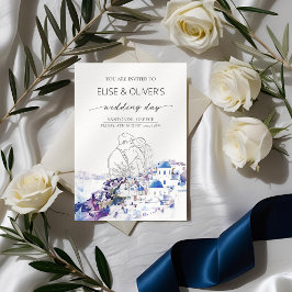 Invitación Santorini Grecia Boda destino verano