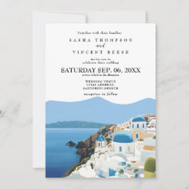 Invitación Santorini Grecia Wedding Invitation Retro