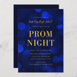 Invitación Sapphire Blue Bokeh ilumina la graduación de la es