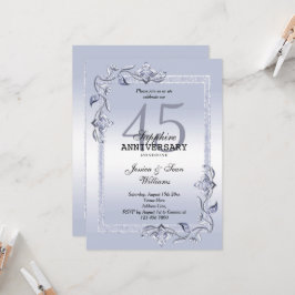 Invitación Sapphire Gem y Purpurina 45° Aniversario del Boda