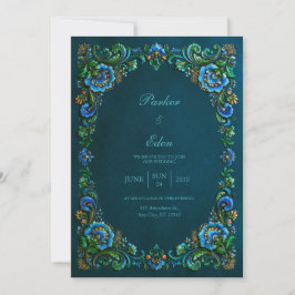 Invitación Sapphire Teal Floral Wedding