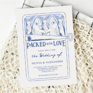 Invitación Sardinas caprichosas empaquetadas con amor Boda