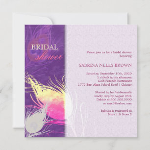 Invitación Sassy Peacock Feather Silhouette Bridal Shower