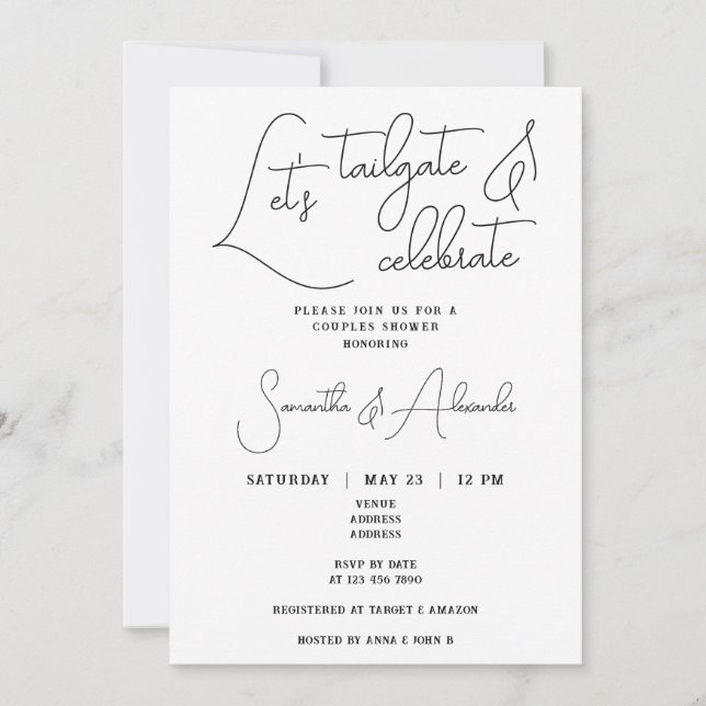 Invitación Sastgate y celebremos la ducha de las parejas Boda (Anverso)