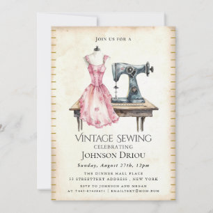 Invitación Sastre Elegante y Fiesta de Costura
