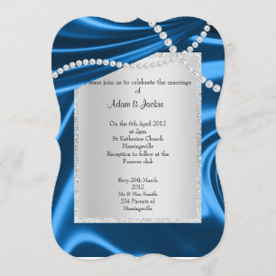 INVITACIÓN SATIN AZUL ROYAL, BODA DE CLASE ELEGANTE DE DIAMAN