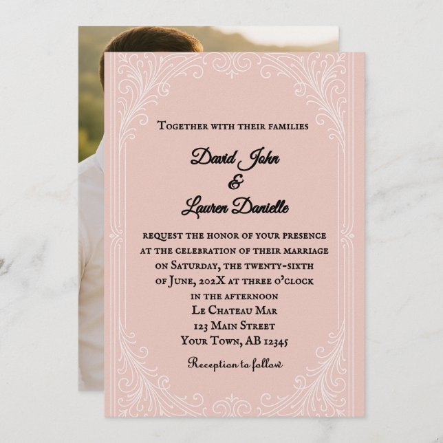 Invitación Satin Blush Photo Wedding Invitation (Anverso / Reverso)