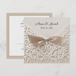 Invitación Satin Bow On Lace Boda Vow Renovación