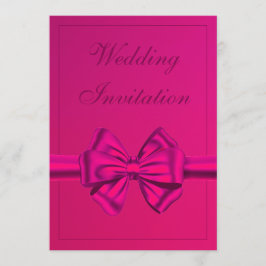 Invitación Satin Bow rosado caliente - Boda