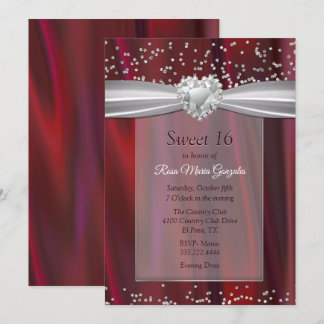 Invitación Satin de rubí y diamantes dulces 16