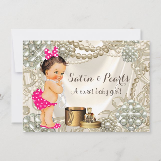Invitación Satin Pearl Baby Shower (Anverso)