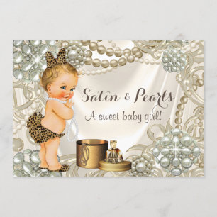 Invitación Satin Pearl, niña bebé, ducha