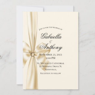 Invitación Satin Ribbon Cream Boda