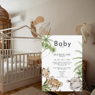 Invitación Savannah Cute Baby Jungle Animal Baby Shower