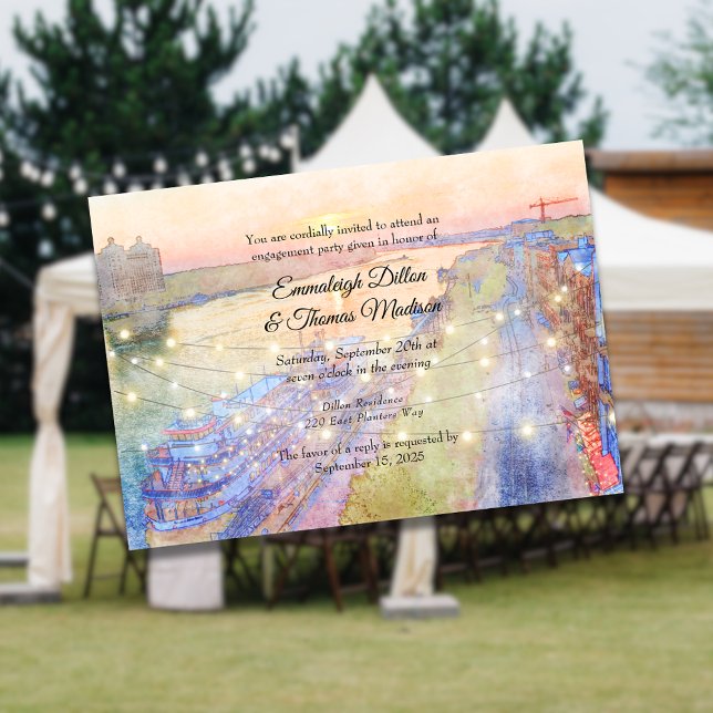 Invitación Savannah GA River Street Sunset Engagement Party (Subido por el creador)
