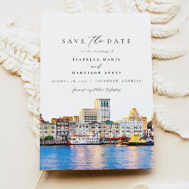 Invitación SAVANNAH Georgia Watercolor Skyline Save the Date