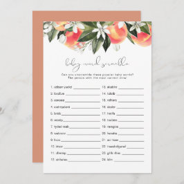 Invitación SAVANNAH Peach Baby Word Scramble Baby Shower Game