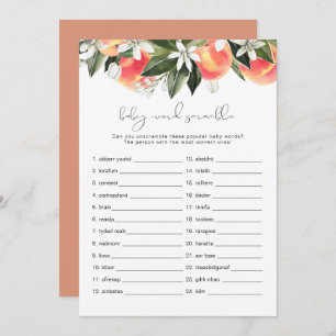 Invitación SAVANNAH Peach Baby Word Scramble Baby Shower Game