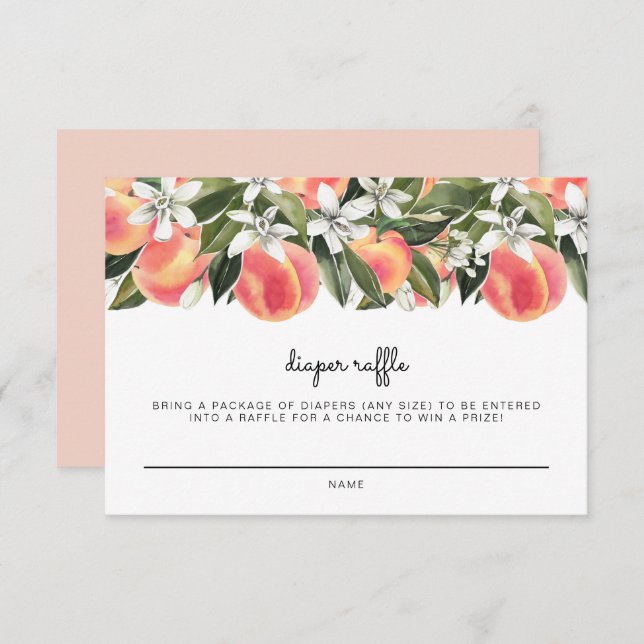 Invitación SAVANNAH Pequeña Peach Baby Diaper Raffle Card (Anverso / Reverso)