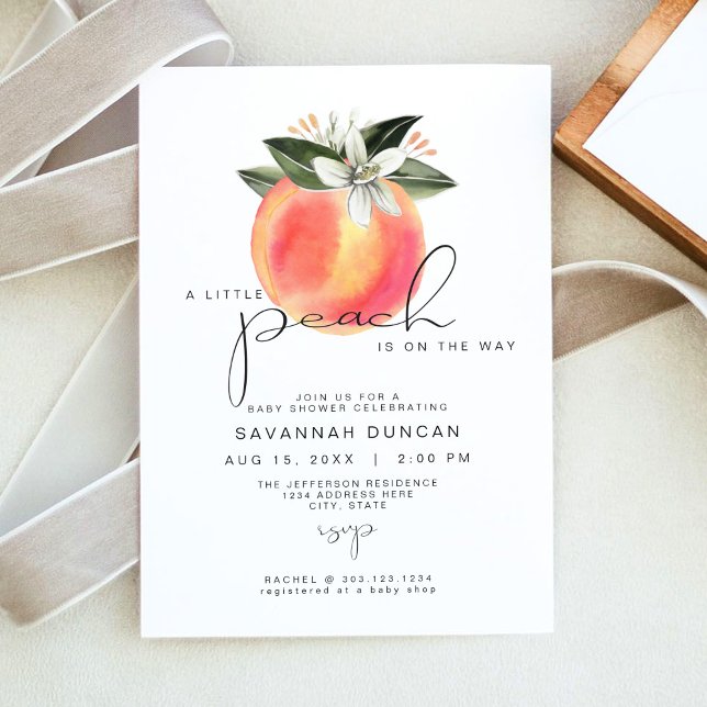 Invitación SAVANNAH Un poquito Peach Baby Shower Peaches (Subido por el creador)