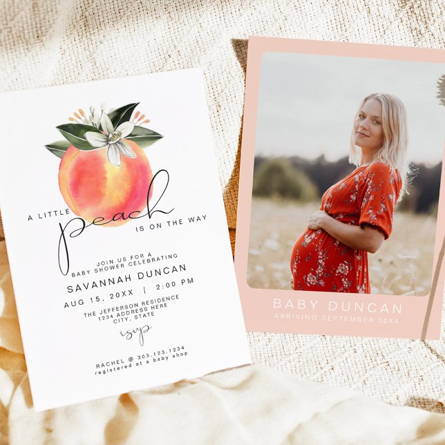 Invitación SAVANNAH Un poquito Peach Baby Shower Peaches (Subido por el creador)
