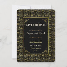 Save The Date | Art Déco Dorado Negro Años 20
