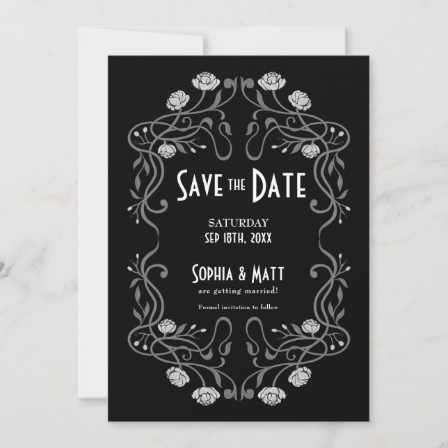 Invitación Save The Date Art Nouveau Wedding (Anverso)