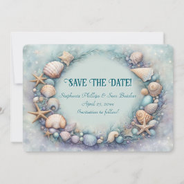 Invitación Save the Date Beach Seashells Coastal Themed