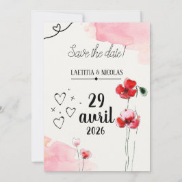Invitación Save the date "Coquelicots"