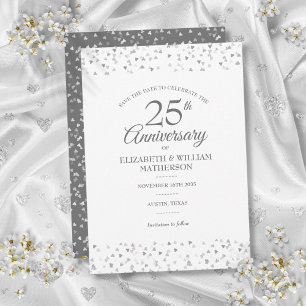 Invitación Save the Date Corazones de Plata 25 Aniversario