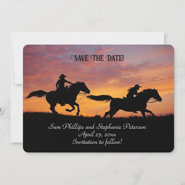 Invitación Save the Date Country Western Cowboy Cowgirl  (Anverso)