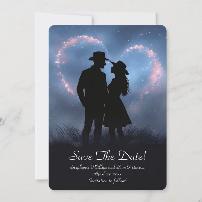 Invitación Save the Date Country Western Cowboy Cowgirl  (Anverso)