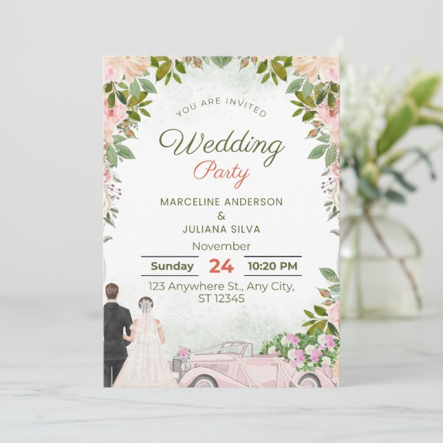 Invitación Save The Date Elegant Calligraphy Wedding (Anverso de pie)