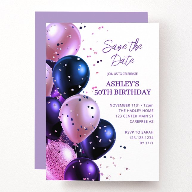 Invitación Save the Date Light Purple 50 cumpleaños (Subido por el creador)