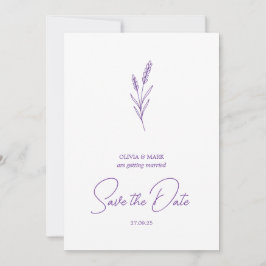 Invitación save the date minimalist elegant writing lavender