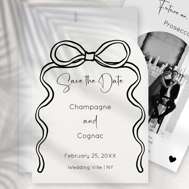 Invitación Save the Date Modern Bow Arch Boda Photo (Subido por el creador)