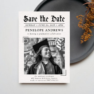 Invitación Save the Date Newspaper Photo Graduation Party