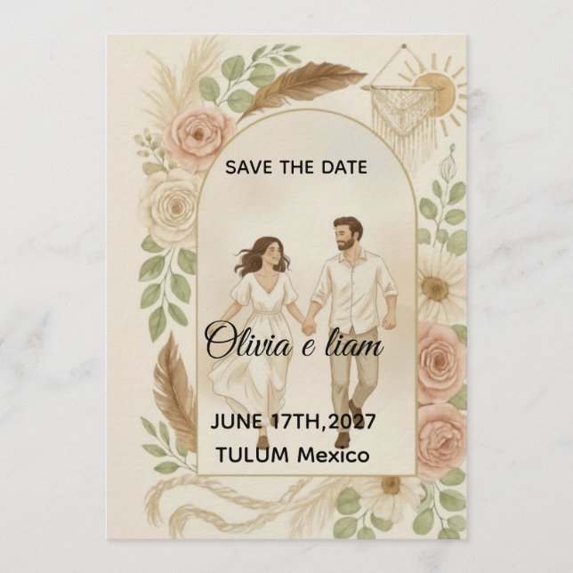 Invitación Save the Date: Olivia & Liam (Anverso)