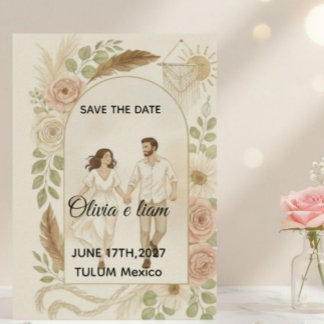 Invitación Save the Date: Olivia & Liam