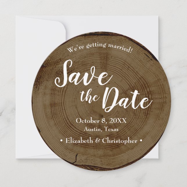 Invitación Save the date photo DARK Wood Rustic Wedding  (Anverso)