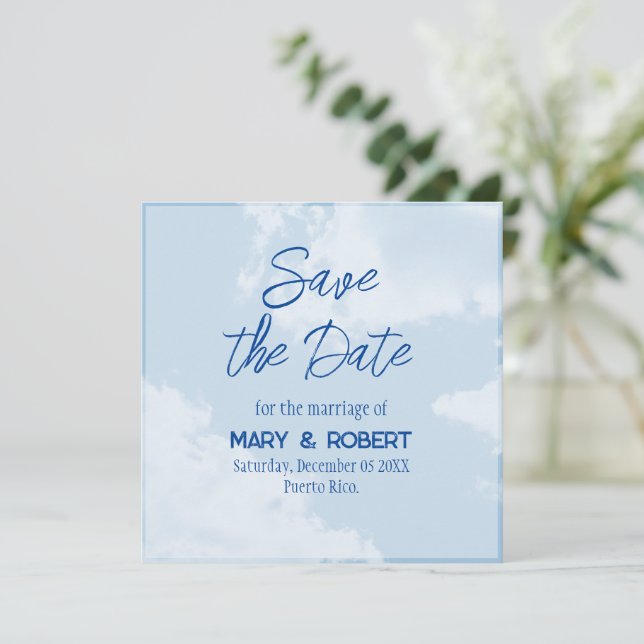 Invitación Save the Date - Sky (Anverso de pie)