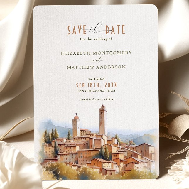 Invitación Save The Date Tuscan Wedding San Gimignano Italy (Subido por el creador)