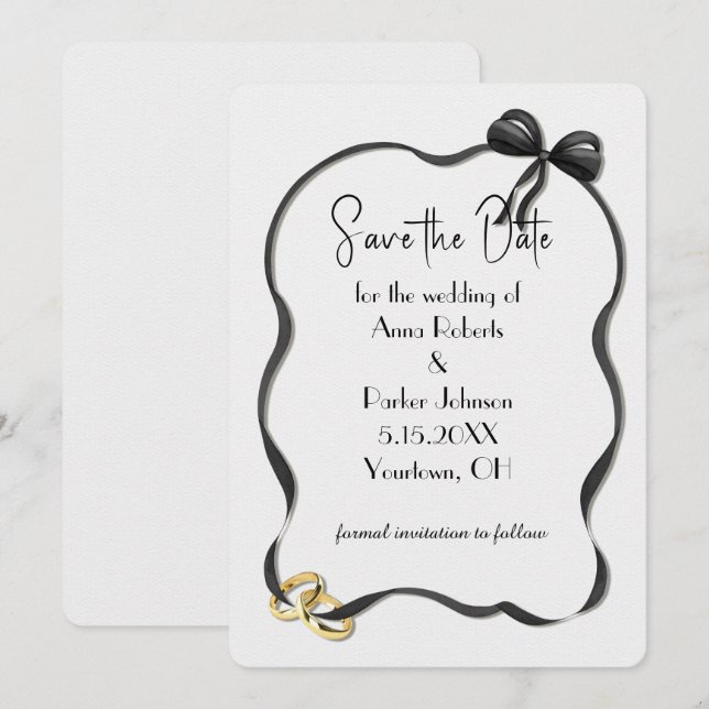 Invitación Save the Date Wedding Frame On White (Anverso / Reverso)