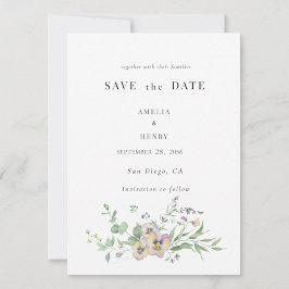 Invitación Save the Date Wedding Invitation Viola & Eucalypt