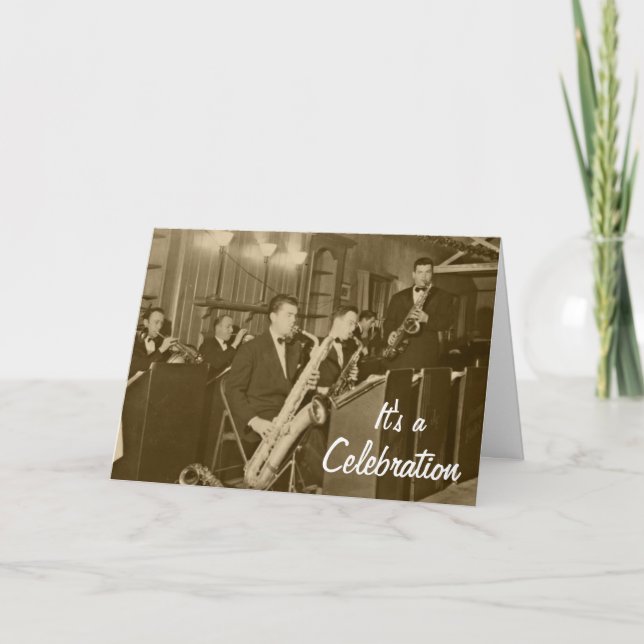 Invitación Saxofón de Big Band Vintage (Anverso)